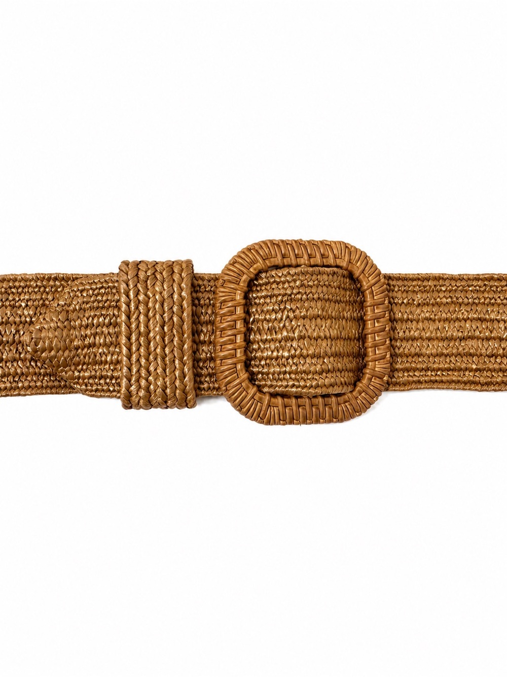 Lilly Pulitzer Woven Stretch Belt – Natural Tan with Rattan Buckle